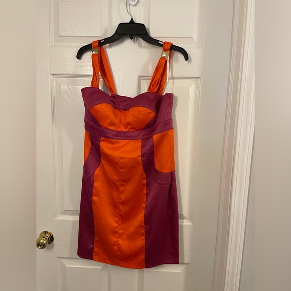 XOXO Coral Orange And Purple Color Block Dress. Size 11/12. - Picture 2 of 8
